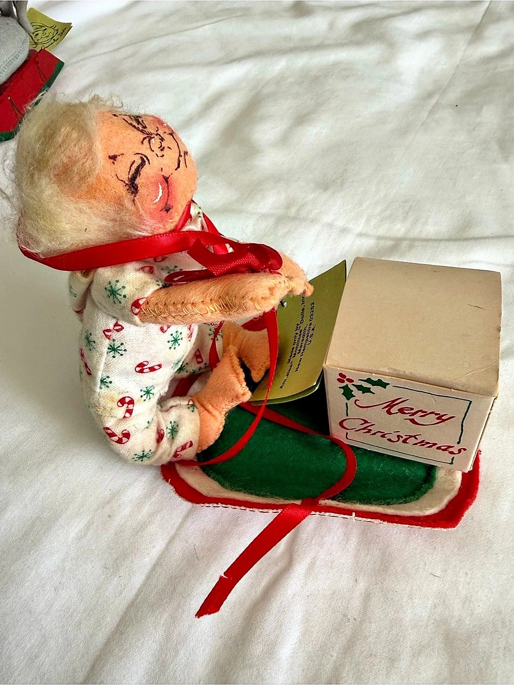 Annalee Christmas Doll opening present